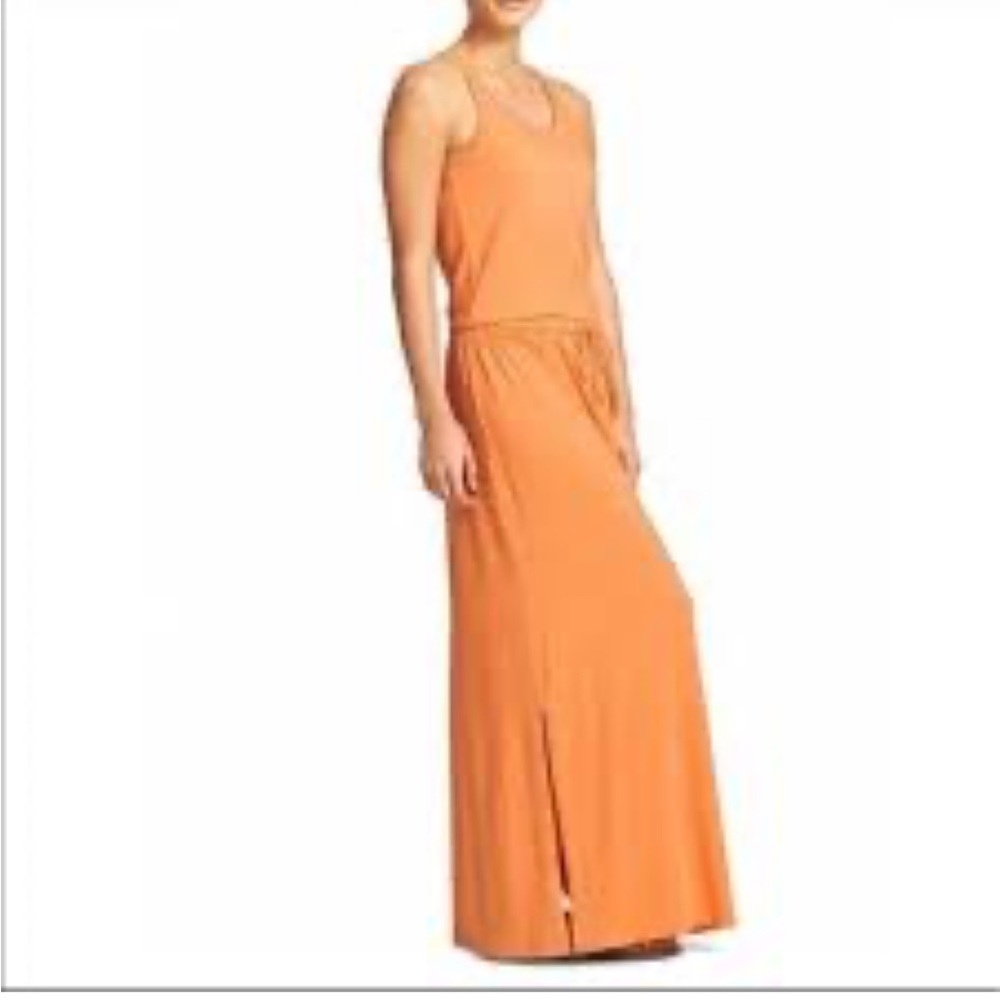 Athleta Cressida Silk Blend Racerback Maxi Dress Tiger Lily Orange SZ S